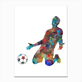 Male Soccer Player Watercolor Football 1 Canvas Print