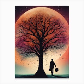 Moon And The Tree Canvas Print