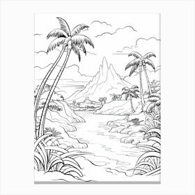 The Island Of Motunui (Moana) Fantasy Inspired Line Art 3 Canvas Print