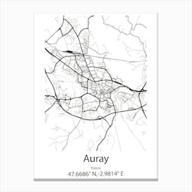 Auray,France Minimalist Map Canvas Print