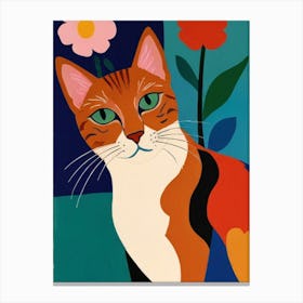 Cat With Flowers 2 Canvas Print