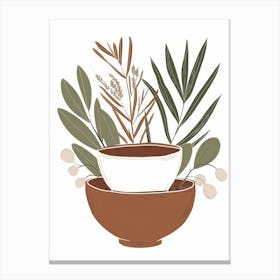 Bowl With Plants And Leaves Canvas Print