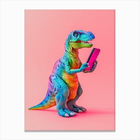 Toy Dinosaur On The Phone 1 Canvas Print