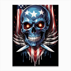 American Flag Floral Face Evil Death Skull (16) Canvas Print