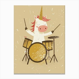 Unicorn Playing Drums Muted Pastel 2 Canvas Print