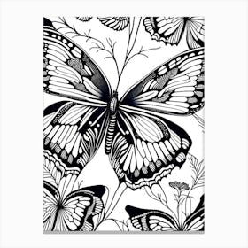Black Swallowtail Butterfly William Morris Inspired 2 Canvas Print