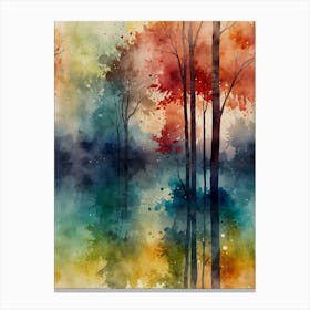 Watercolor Of Trees 5 Canvas Print