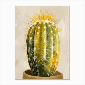 Golden Barrel Cactus Minimalist Abstract 3 Canvas Print