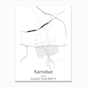 Karnobat,Bulgaria Minimalist Map Canvas Print