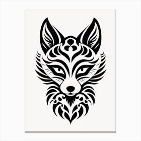 Linocut Fox Abstract Line Illustration 18 Canvas Print
