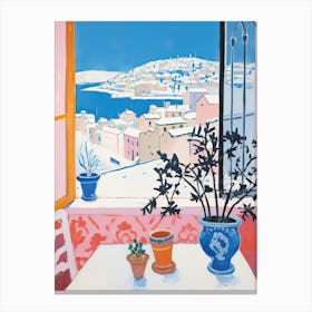 The Windowsill Of Dubrovnik   Croatia Snow Inspired By Matisse 2 Canvas Print