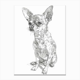 Chihuahua Dog Line Sketch 4 Canvas Print