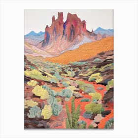 Mount Teide Spain 1 Colourful Mountain Illustration Canvas Print