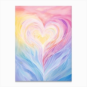 Whimiscal Rainbow Swirl Line Heart 1 Canvas Print