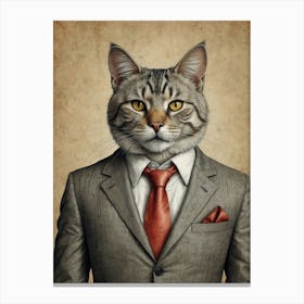 Cat In A Suit 17 Canvas Print