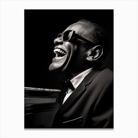 Black And White Photograph Of Ray Charles 3 Canvas Print