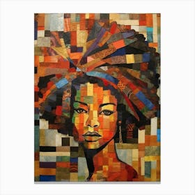 Afro Patchwork Portrait 5 Canvas Print