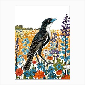 Bird In A Field Canvas Print