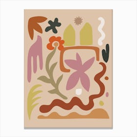 Abstract Folk Art Pattern In Pastel Colors Canvas Print