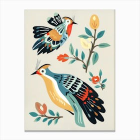 Folk Style Bird Painting Hoopoe 1 Canvas Print