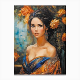 Woman With Flowers Canvas Print