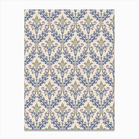 Enhanced Vintage Late Medieval Brocade Pattern Blue Nova Light Canvas Print