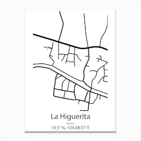 La Higuerita,Mexico Minimalist Map Canvas Print