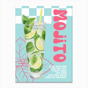 Colourful Retro Mojito Cocktail Canvas Print