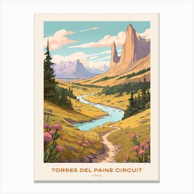 Torres Del Paine Circuit Chile 4 Hike Poster Canvas Print