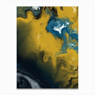 Fluid Abstract Oil Yellow 2 Canvas Print