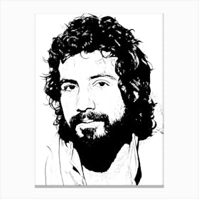 Cat Stevens Handsome Black In White Canvas Print