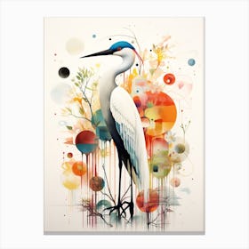 Bird Painting Collage Egret 3 Canvas Print