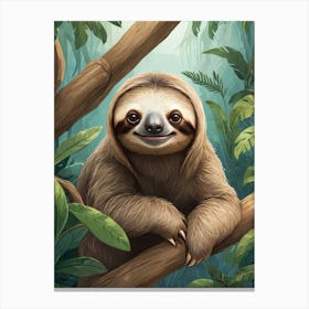 Sloth Relaxing Illustration Canvas Print