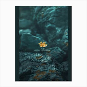 Flower On Rock Canvas Print