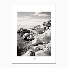 Poster Of Olbia, Italy, Black And White Photo 1 Canvas Print