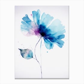 Blue Flower Watercolor Painting Canvas Print