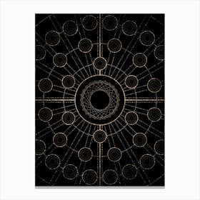 Geometric Glyph Radial Array in Glitter Gold on Black n.0066 Canvas Print