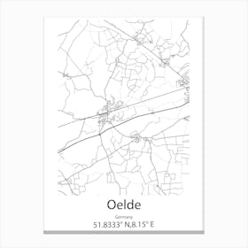 Oelde,Germany Minimalist Map Canvas Print