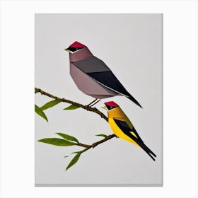 Cedar 3 Waxwing Origami Bird Canvas Print