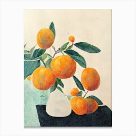 Orange Tree Branch In A Vase Still Nature Canvas Print