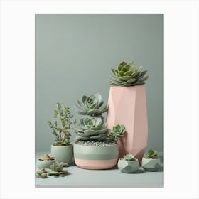 Succulents In Pink Pots Canvas Print