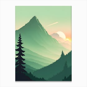 Misty Mountains Vertical Composition In Green Tone 206 Canvas Print