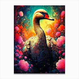 Swan Floral Vintage Canvas Print