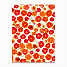 Poppy Floral Print Warm Tones 1 Flower Canvas Print