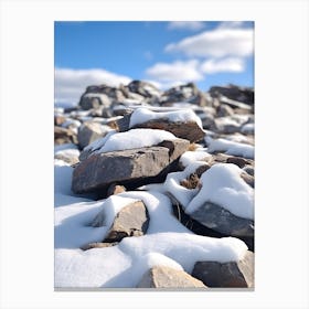 Mountain Rocks Covered In Snow Canvas Print