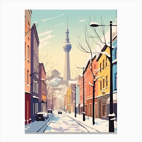 Vintage Winter Travel Illustration Berlin Germany Canvas Print
