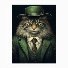 Gangster Cat Norwegian Forest Cat 3 Canvas Print