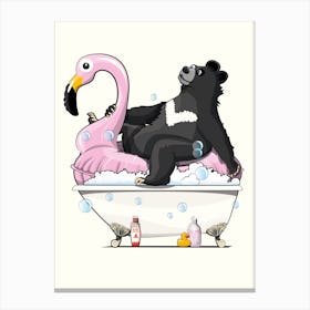 Asian Bear In The Bath Canvas Print