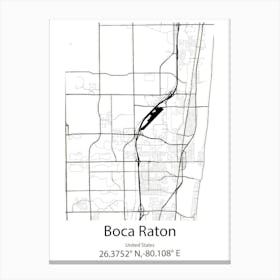 Boca Raton,United States Minimalist Map 1 Canvas Print