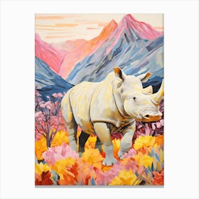 Colourful Floral Rhino 1 Canvas Print